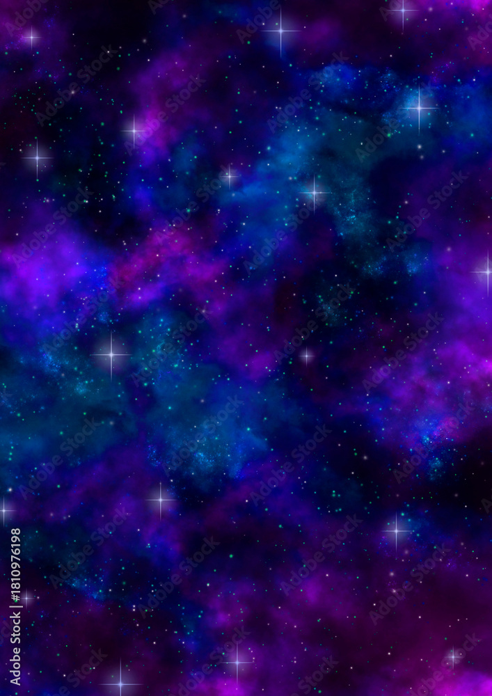 Fototapeta premium 青紫のキラキラ反射して輝く星空