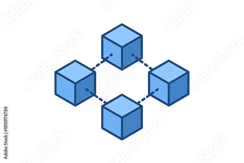 Four interconnected blue cubes in isometric perspective
