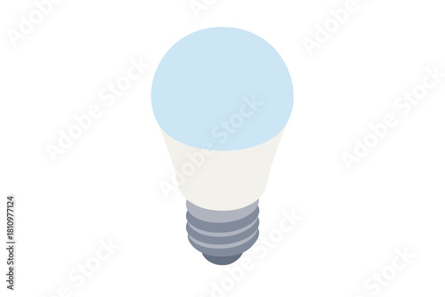 Isometric modern energy saving light bulb with screw base