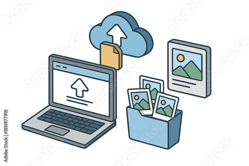 Laptop uploading to remote cloud storage service