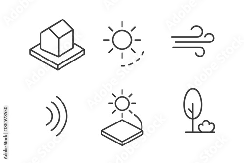 Isometric icons set for renewable energy and environmental factors