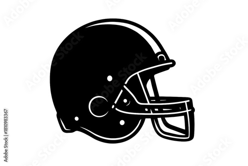 Black silhouette of an American football helmet with face mask and chin strap detail