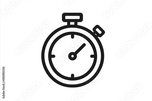 Simple black outline drawing of a classic mechanical stopwatch for measuring time and speed