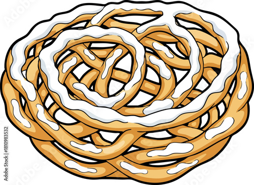 Sweet Icing Drizzled Fried Dough Treat