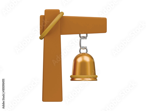 ship bell icon 3d illustration render