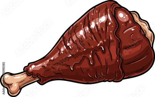 Delicious Roasted Meat Leg Isolated on White Background