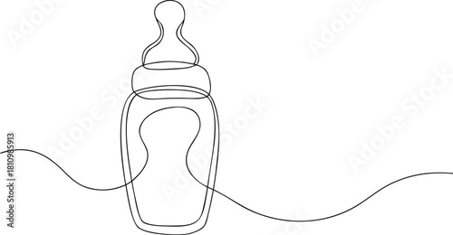 Single line drawing of a baby bottle feeding bottle