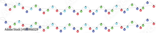 Festive Multicolor Christmas Light Garland – Vector Holiday Decoration on Transparent Background
