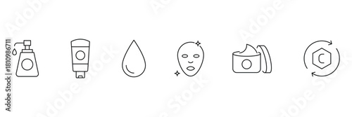 Skin care line icons. Skin care editable stroke outline icons. Thin line skin care icons pack. Vector illustration.