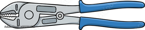 Cartoon pliers with blue handles isolated on white background