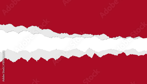 red paper torn edge is on transparent background for text or ad. design. temlpate design