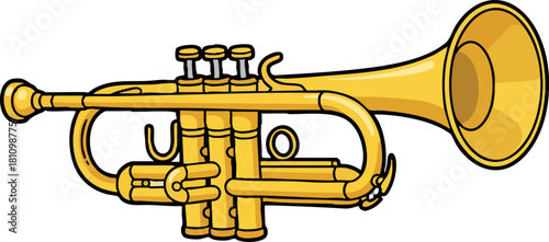 Golden trumpet musical instrument brass isolated on white