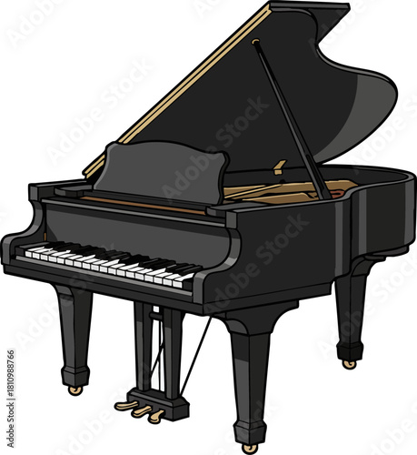 Elegant Grand Piano Musical Instrument Illustration