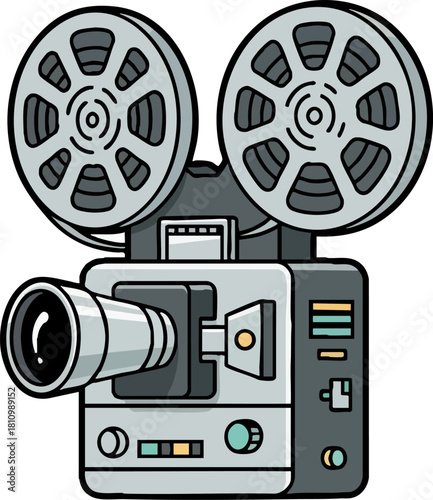 Vintage Film Projector Device for Movie Screening