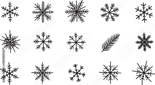 Winter Snowflakes & Ornaments Clipart Bundle | Festive Holiday Elements Set