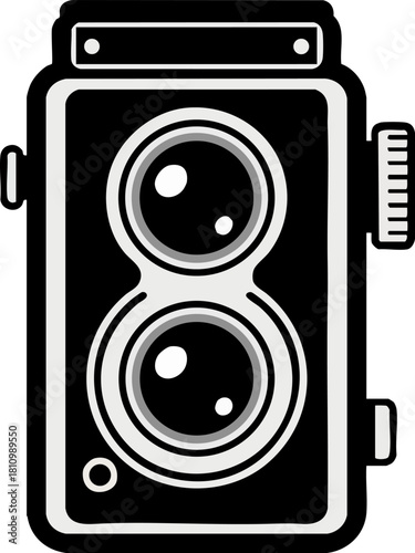 Vintage twin lens reflex camera icon graphic