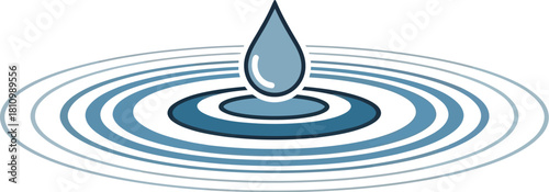 Water drop creating ripples in a clean and simple graphic illustration style