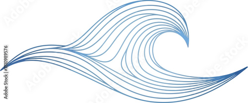 Minimalist blue wave illustration on a white background for graphic design use