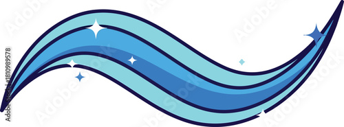 Blue toothpaste swirl with sparkles on a white background for dental hygiene