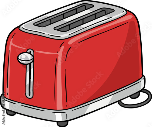 Retro red kitchen toaster for breakfast toast preparation