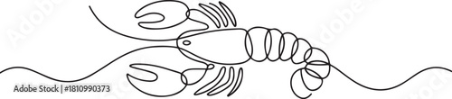 One line of lobster. Abstract minimal continuous line. one line Icon drawing with white background