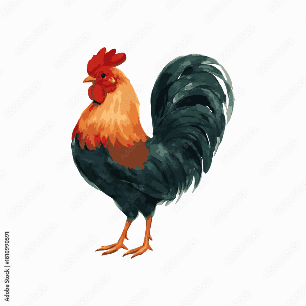 Fototapeta premium Watercolor Rooster Illustration Vector