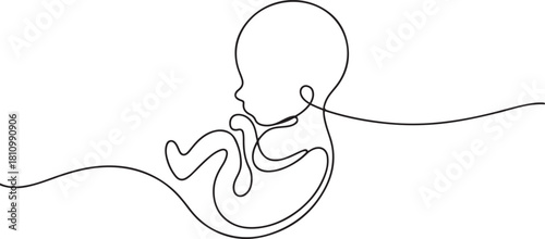 Continuous line design of baby ultrasound results. one line Icon drawing with white background