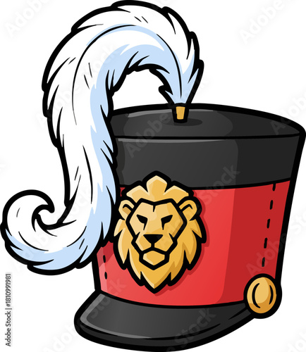 Vintage Military Hat with Lion Emblem and Feather