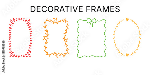 Hand-Drawn Decorative Frames in Pastel and Warm Tones