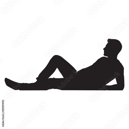 Silhouette of a reclining man looking off to the distance in repose
