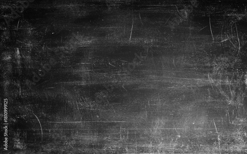 Chalk rubbed out on blackboard background. Empty black chalk board texture. Mockup background. Vector
