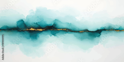 Beautiful summer landscape of blue sky and clouds reflecting over calm lake water