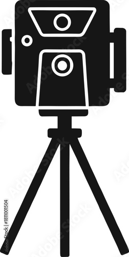 Black silhouette of a 3 D scanner on a tripod 3d scanner technology