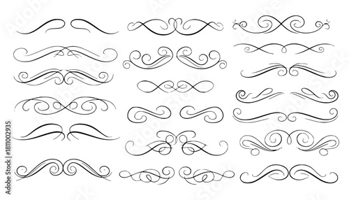 Fotografia Collection of decorative swirls and flourishes isolated on for design elements a