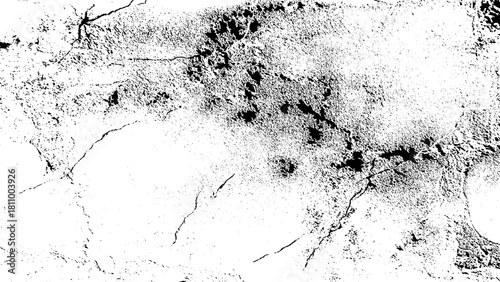 Abstract monochrome background. Black and white texture pattern with ink spots, cracks, stains. for printing and design. 