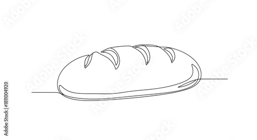 Vector illustration of continuous line drawing of a bread loaf