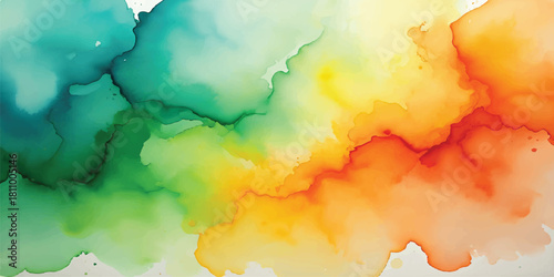 Abstract colorful watercolor texture painting on vintage blue canvas paper