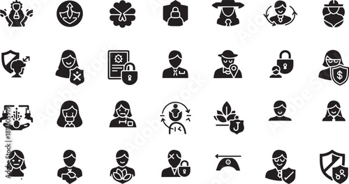 Collection of security and protection icon set for user interface