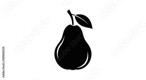 Vector illustration of pear silhouette isolated on, simple and elegant design