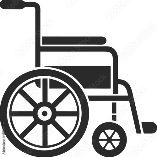 Simple black silhouette of a wheelchair representing mobility and accessibility for people with disabilities