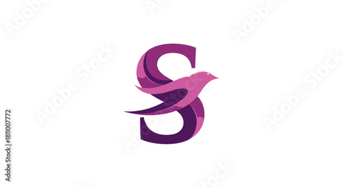 Elegant Letter S Logo with a Bird Symbolic of Grace, Freedom, and Sophistication
