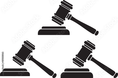 Three gavel silhouettes on white background