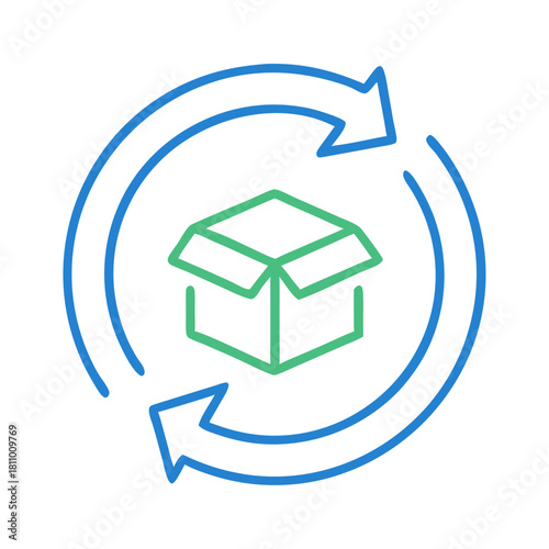 Recycle Shipping Cardboard Box Icon Vector - Circular Economy, Packaging, and Sustainability Symbol
