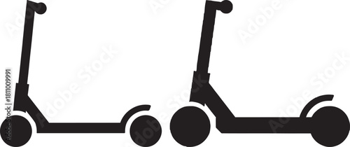 Two scooters side by side silhouette