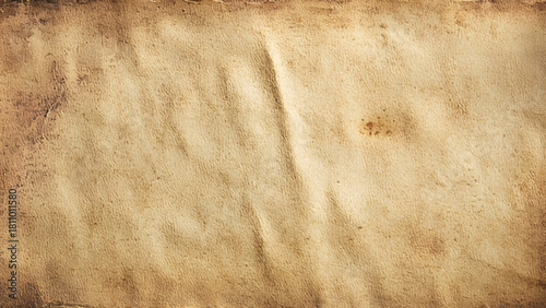 Old worn crumpled paper background. Vintage dirty sheet of parchment