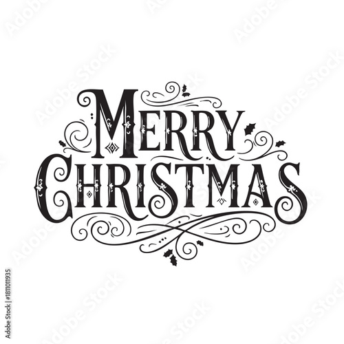 Vintage merry christmas lettering for decoration