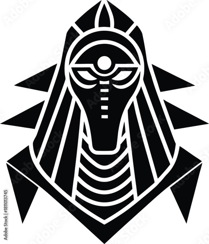 Ancient egyptian pharaoh queen head stylized art deco mask vector icon symbol