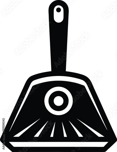 Simple dustpan icon with circular detail on transparent background