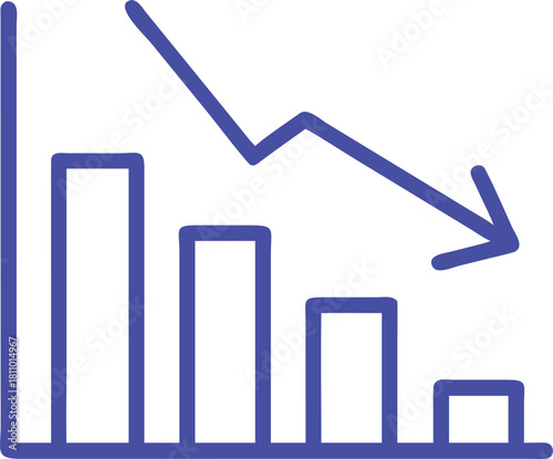 An icon that represents a decrease in statistics or performance. a downward-pointing arrow at the end.