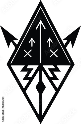 Geometric occult sign, abstract spiritual emblem, isolated mystic vector